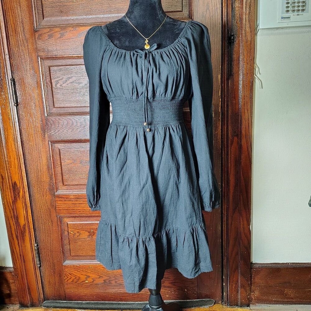 Goth Milk Maid 100% Cotton Dark Cottagecore Lillusory Dress/T676